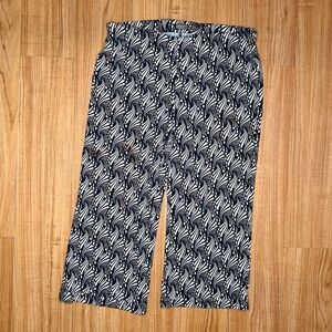 Malìparmì Black Cream Swirl Wide Leg Cropped Pants High Waist Italian Brand